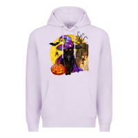 Lilac black witch cat coffin and moon Premium Hoodie - BundleAndBundleShop