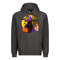 Smoke black witch cat coffin and moon Premium Hoodie - BundleAndBundleShop