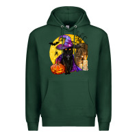 Sports Green black witch cat coffin and moon Premium Hoodie - BundleAndBundleShop