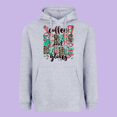 Heavyweight Hoodie coffee scrubs and rubber gloves