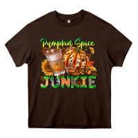 Chocolate Brown Pumpkin Spice Junkie Heavy Core Tee - CowhideDigitalArt