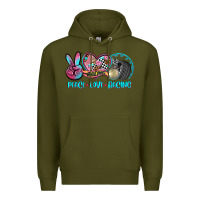 Army Green peace love racing Premium Hoodie - AdoDesignShop