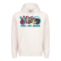 Pale Pink peace love racing Premium Hoodie - AdoDesignShop