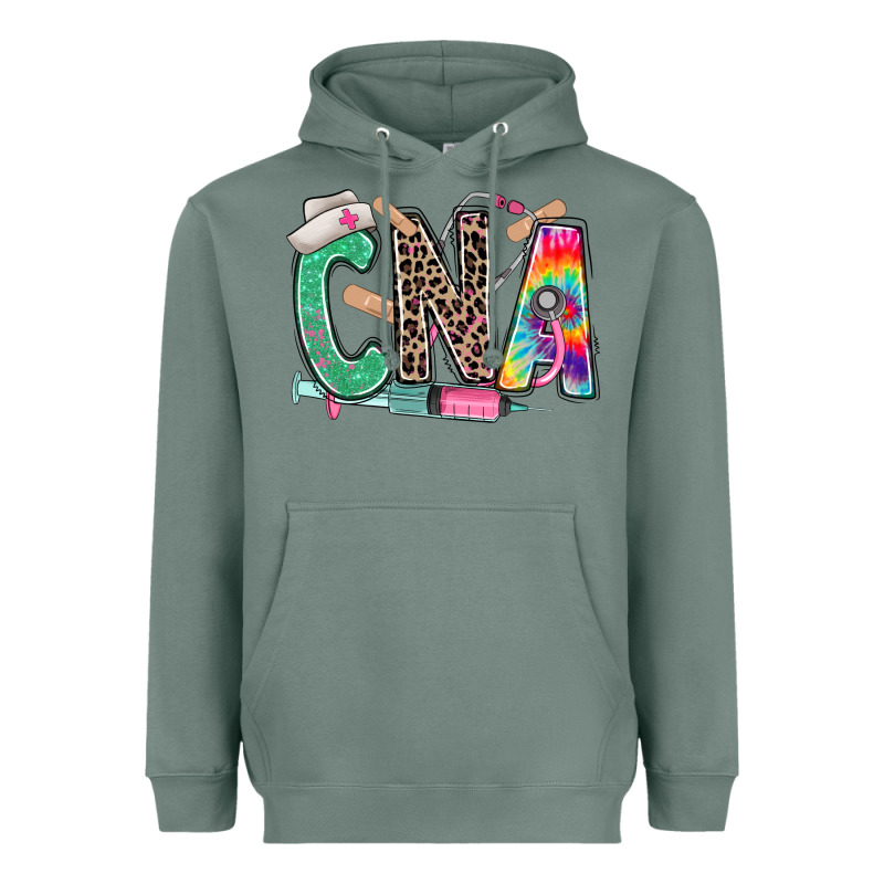 Cna Nurse Tie Dye Leopard Heavyweight Hoodie by RanaPortraitStore | Teevron