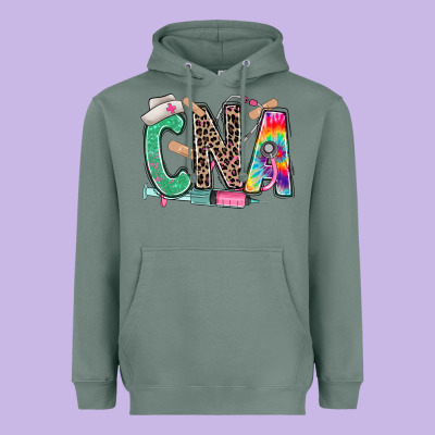 Heavyweight Hoodie cna nurse tie dye leopard