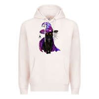 Pale Pink black witch cat Premium Hoodie - BundleAndBundleShop