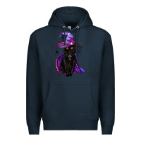 Navy black witch cat Premium Hoodie - BundleAndBundleShop