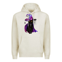 Oatmeal Heather black witch cat Premium Hoodie - BundleAndBundleShop