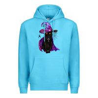 Ocean Blue black witch cat Premium Hoodie - BundleAndBundleShop