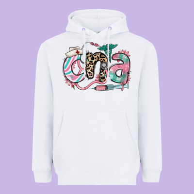Heavyweight Hoodie floral cna certified nursing assistant