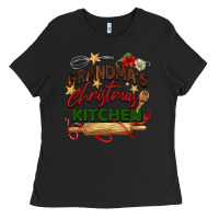 Black grandma's Christmas kitchen Ladies Tee - BarkalooDesign