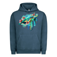Pigment Midnight Navy floral turtle Urban Hoodie - Jasminsmagicworld