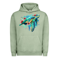 Pigment Oil Green floral turtle Urban Hoodie - Jasminsmagicworld