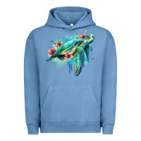 Pigment Pebble Blue floral turtle Urban Hoodie - Jasminsmagicworld