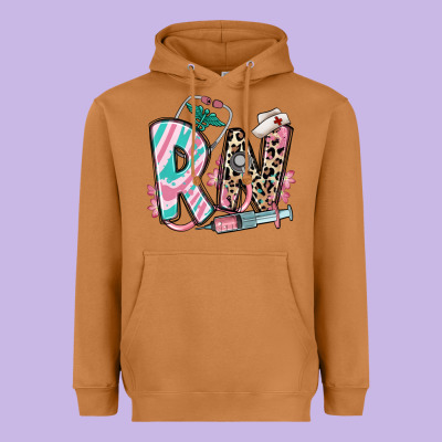 Heavyweight Hoodie floral rn registered nurse