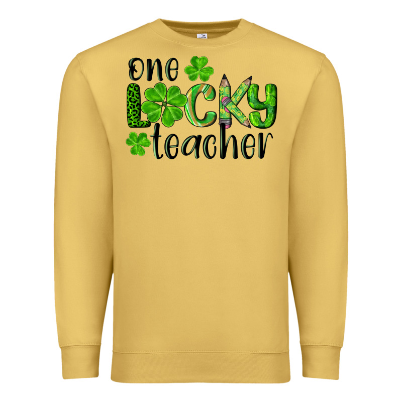 St. Patrick's Day One Lucky Teacher Premium Sweatshirt by RanaPortraitStore | Teevron