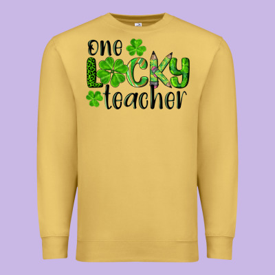 St. Patrick's Day One Lucky Teacher Premium Sweatshirt Designed By Ranaportraitstore