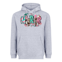 Heather Grey floral nurse Heavyweight Hoodie - RanaPortraitStore