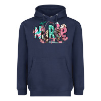 Navy floral nurse Heavyweight Hoodie - RanaPortraitStore