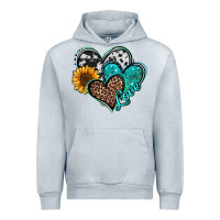 Heather Grey turquoise sunflower hearts Urban Hoodie - Jasminsmagicworld
