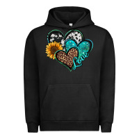 Pigment Black turquoise sunflower hearts Urban Hoodie - Jasminsmagicworld