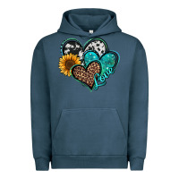 Pigment Midnight Navy turquoise sunflower hearts Urban Hoodie - Jasminsmagicworld
