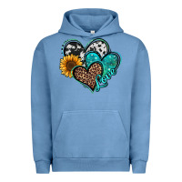 Pigment Pebble Blue turquoise sunflower hearts Urban Hoodie - Jasminsmagicworld