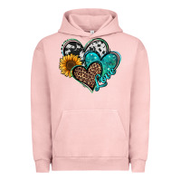Pigment Salmon turquoise sunflower hearts Urban Hoodie - Jasminsmagicworld