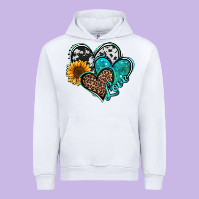 Turquoise Sunflower Hearts Urban Hoodie Designed By Jasminsmagicworld