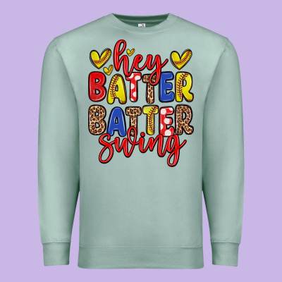 Hey Batter Batter Swing Softball Premium Sweatshirt Designed By Zillion Design Studio