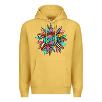 Antique Gold racing sunflower front Premium Hoodie - AdoDesignShop