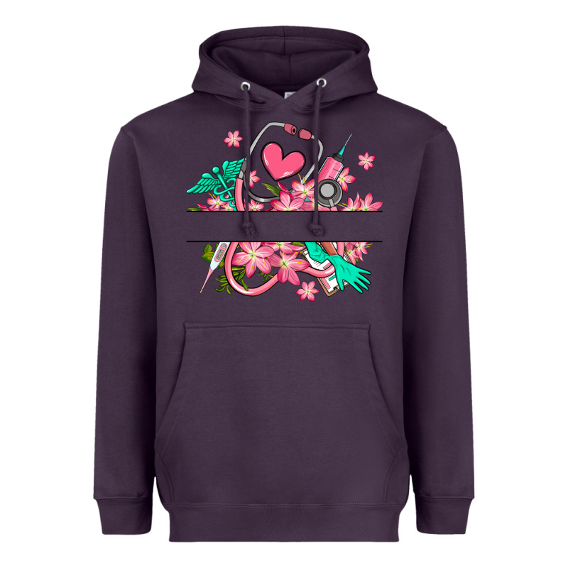 Nurse Flowers Custom Name Design Heavyweight Hoodie by RanaPortraitStore | Teevron