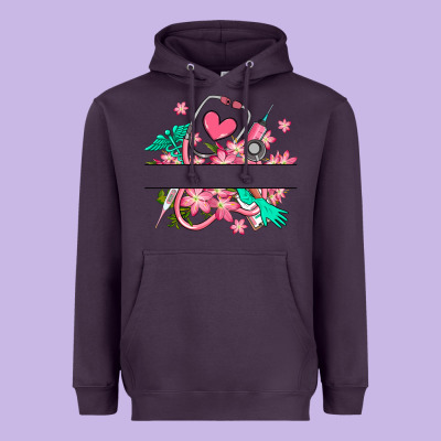 Heavyweight Hoodie nurse flowers custom name design