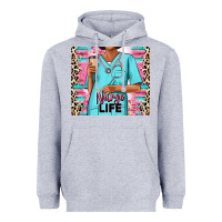 Heather Grey nurse life afro woman Heavyweight Hoodie - RanaPortraitStore