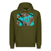 Army Green race day turquoise background Premium Hoodie - AdoDesignShop