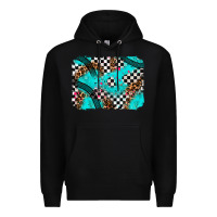 Black race day turquoise background Premium Hoodie - AdoDesignShop