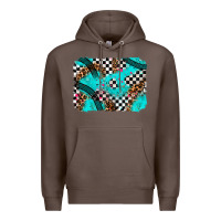 Coffee race day turquoise background Premium Hoodie - AdoDesignShop