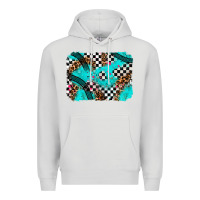 Dove Grey race day turquoise background Premium Hoodie - AdoDesignShop