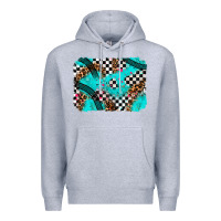 Heather Grey race day turquoise background Premium Hoodie - AdoDesignShop
