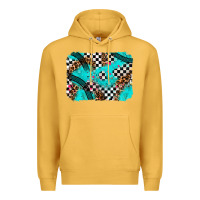 Mustard race day turquoise background Premium Hoodie - AdoDesignShop