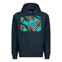 Navy race day turquoise background Premium Hoodie - AdoDesignShop