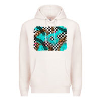 Pale Pink race day turquoise background Premium Hoodie - AdoDesignShop