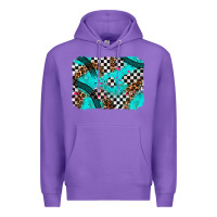 Purple race day turquoise background Premium Hoodie - AdoDesignShop
