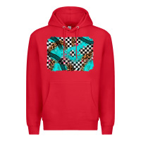 Red race day turquoise background Premium Hoodie - AdoDesignShop