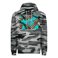 Slate Camo race day turquoise background Premium Hoodie - AdoDesignShop