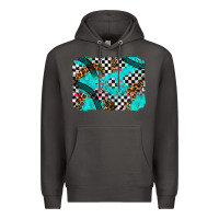 Smoke race day turquoise background Premium Hoodie - AdoDesignShop