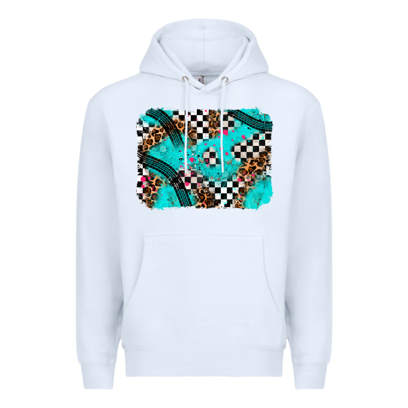 Race Day Turquoise Background Premium Hoodie by AdoDesignShop | Teevron
