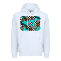 White race day turquoise background Premium Hoodie - AdoDesignShop