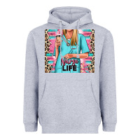 Heather Grey nurse life blonde woman Heavyweight Hoodie - RanaPortraitStore
