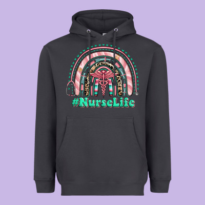 Heavyweight Hoodie nurse life rainbow